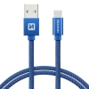 Cablu de date Swissten textil USB / USB-C 1,2 m albastru