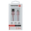 Cablu de date Swissten textil USB / USB-C 2,0 m ROZ / Auriu