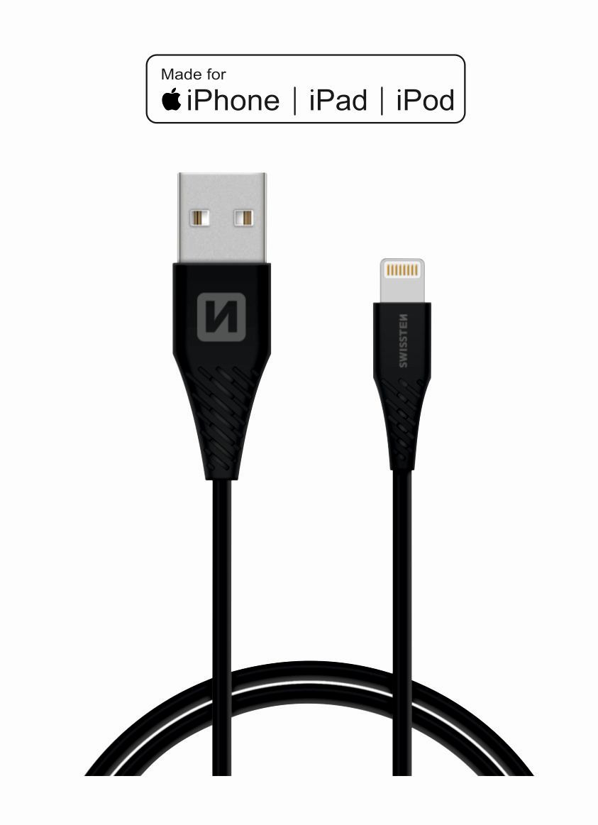 Cablu de date Swissten TPE USB / Lightning MFI 1,2 m Negru thumb