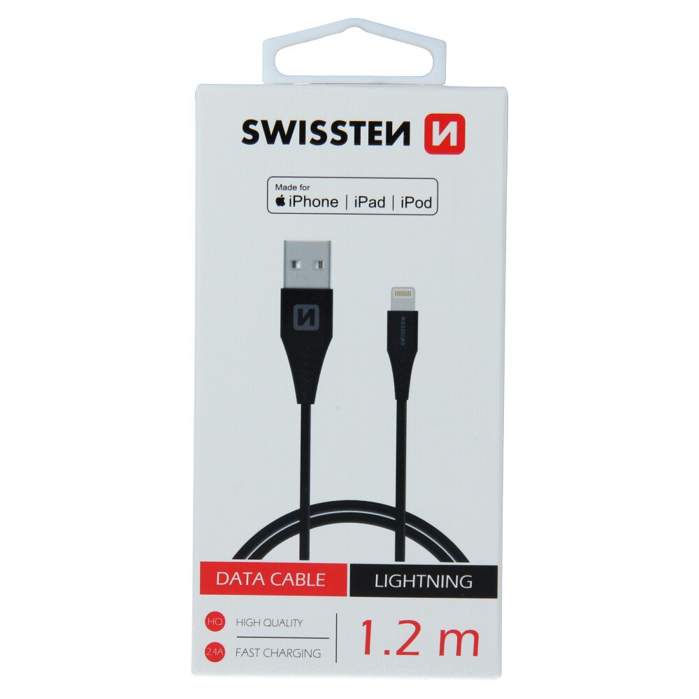 Cablu de date Swissten TPE USB / Lightning MFI 1,2 m Negru thumb