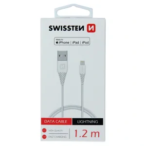 Cablu de date Swissten TPE USB / Lightning MFI 1,2 M Alb