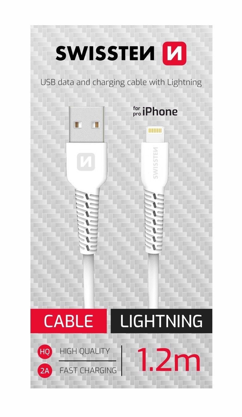 Cablu de date Swissten USB/Lightning Alb 1,2m  thumb
