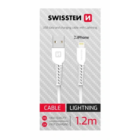 Cablu de date Swissten USB/Lightning Alb 1,2m 