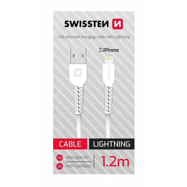Cablu de date Swissten USB/Lightning Alb 1,2m 