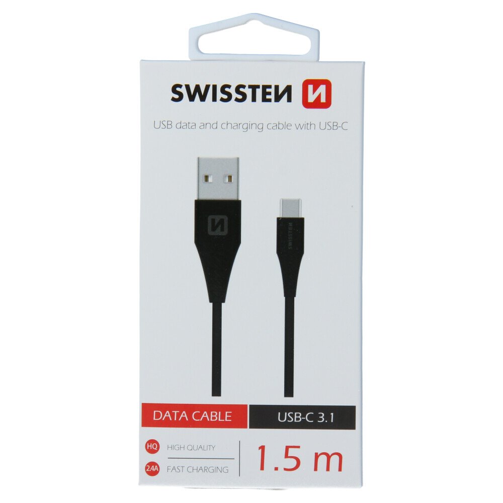 Cablu de date Swissten USB / USB-C 3.1 Negru 1,5m (7mm) thumb