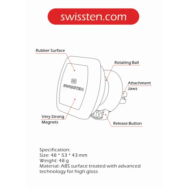 Suport auto Magnetic ventilatia masinii Swissten S-Grip AV-M3 (pachet Eco)