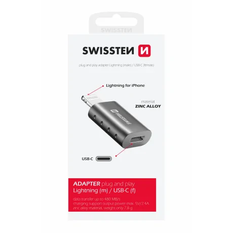 Swissten Adapter Lightning (M)/USB-C (F)
