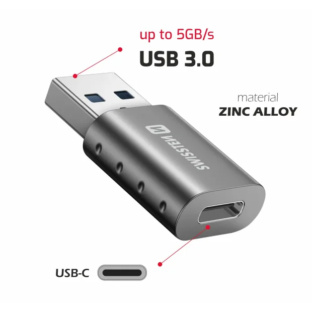 Adaptor Swissten USB-A (M)/USB-C (F)