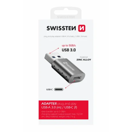 Adaptor Swissten USB-A (M)/USB-C (F)