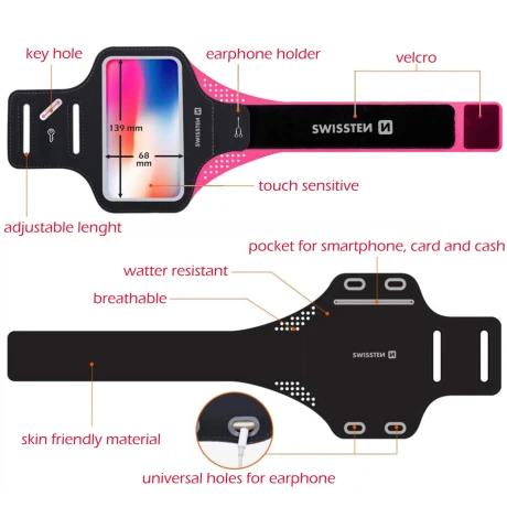 Case Swissten Armband Case 6.0 &quot;Roz