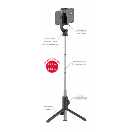 Swissten Bluetooth Selfie Stick Aluminum Tripod Pro