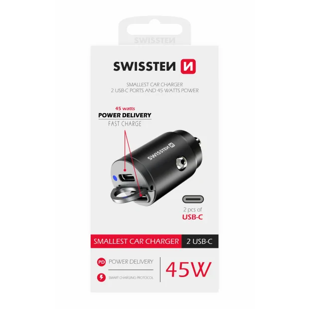 Adaptor Swissten CL power 2x USB-C 45W Nano Negru