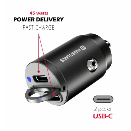 Adaptor Swissten CL power 2x USB-C 45W Nano Negru