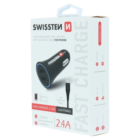 Adaptor Swissten CL 2,4A Power 2x USB + Cablu lightning