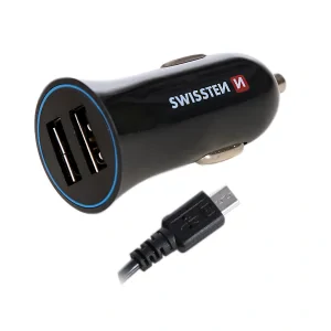 Incarcator Auto Swissten 2.4A cu 2x USB + Cablu Micro Usb