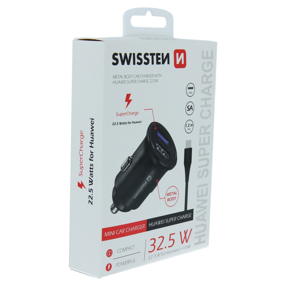 Adaptor Swissten CL PRO Huawei Super Charge 22.5W + Huawei Super Charge 5A 1,2 M Negru thumb