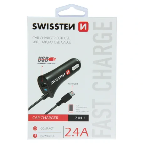 Incarcator Auto Swissten Micro Usb si Usb 2.4A