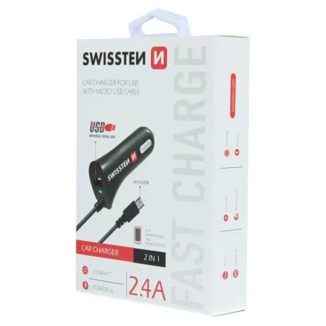 Incarcator Auto Swissten Micro Usb si Usb 2.4A