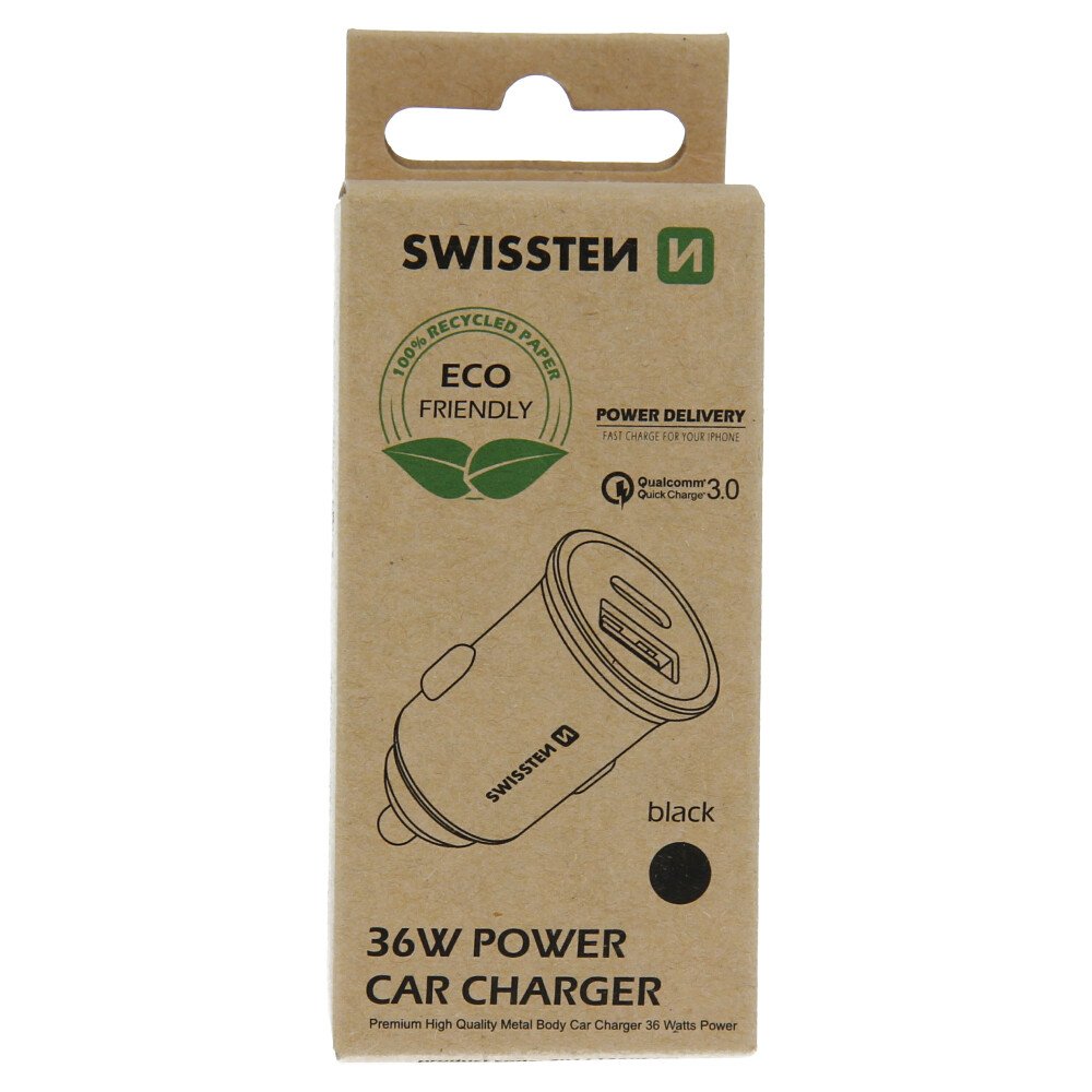 Adaptor Swissten CL alimentare USB-C + Quick Charge 3.0 36W Metal Negru (pachet Eco) thumb
