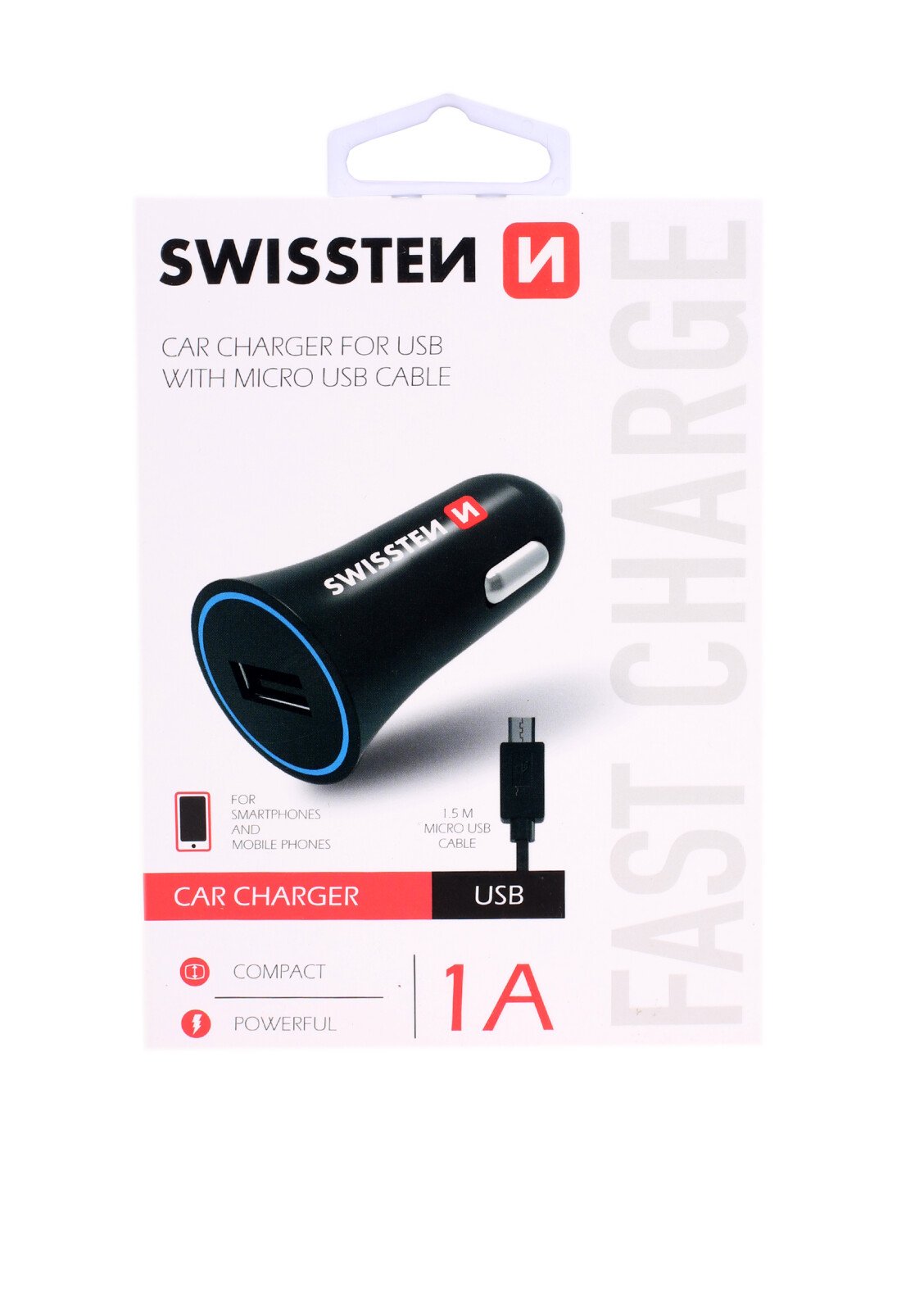 Incarcator Auto Swissten cu USB 1A  + Cablu MICRO USB thumb