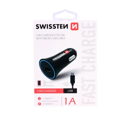 Incarcator Auto Swissten cu USB 1A  + Cablu MICRO USB