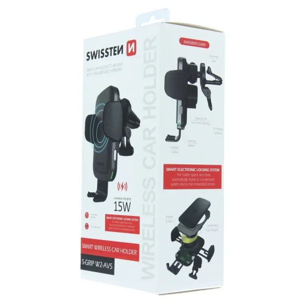 Suport auto inteligent ventilatia masinii cu incarcare wireless 15W Swissten S-GRIP W2-AV5