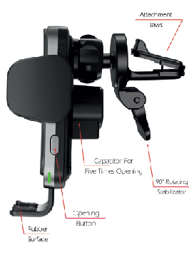 Suport auto inteligent ventilatia masinii cu incarcare wireless 15W Swissten S-GRIP W2-AV5 thumb