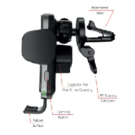 Suport auto inteligent ventilatia masinii cu incarcare wireless 15W Swissten S-GRIP W2-AV5