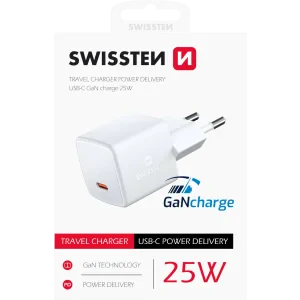 Adaptor Swissten Mini Travel Gan USB-C 25W Power delivery