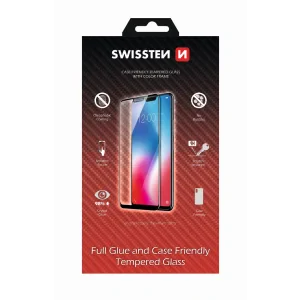 Swissten Glass Full Glue, cadru de culoare, Case friendly iPhone  11 PRO Max Negru