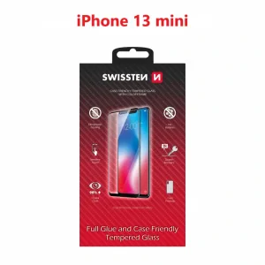Folie Swissten Glass Full Glue, Case friendly pentru iPhone  13 Mini Negru