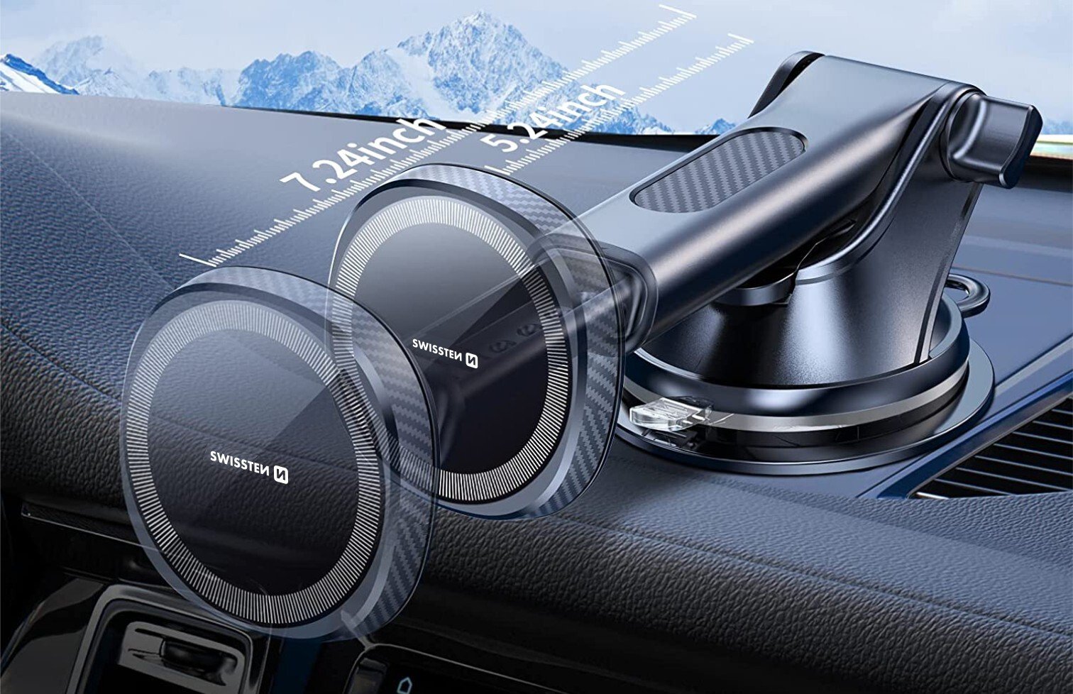 Suport auto magnetic Swissten de bord cu incarcare wireless 15W (compatibil cu Magsafe) thumb