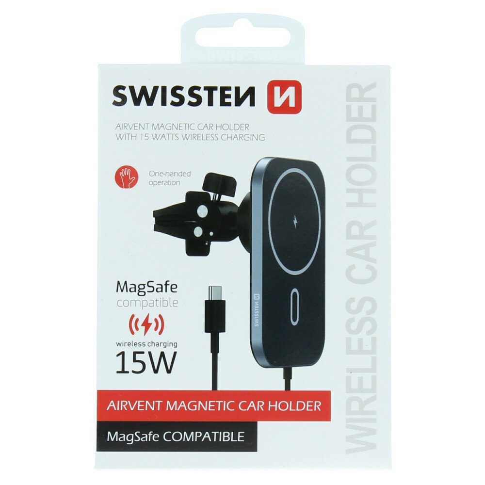 Suport telefon magnetic ventilatia masinii Swissten cu incarcare wireless 15W (compatibil cu Magsafe) thumb