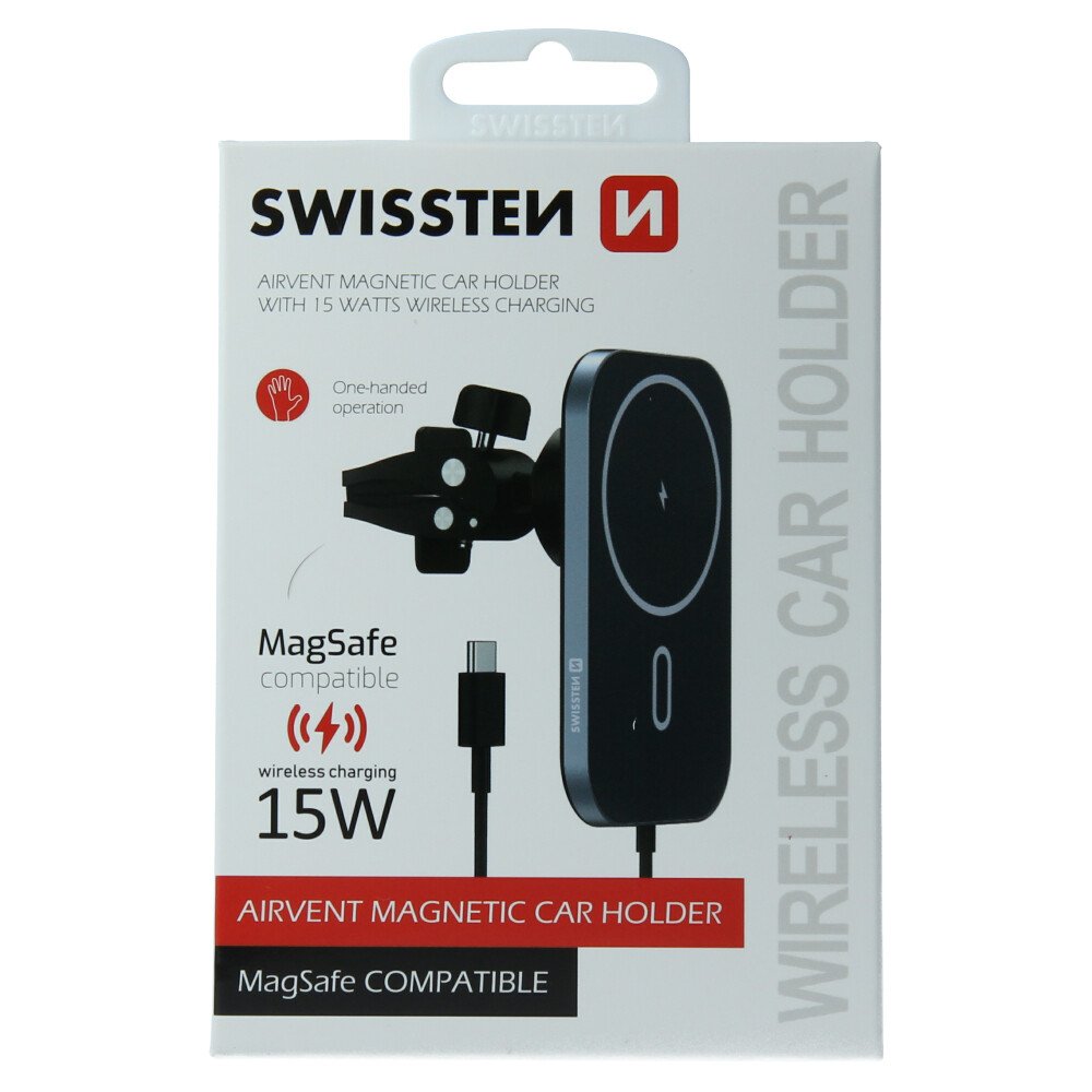 Suport telefon magnetic ventilatia masinii Swissten cu incarcare wireless 15W (compatibil cu Magsafe) thumb