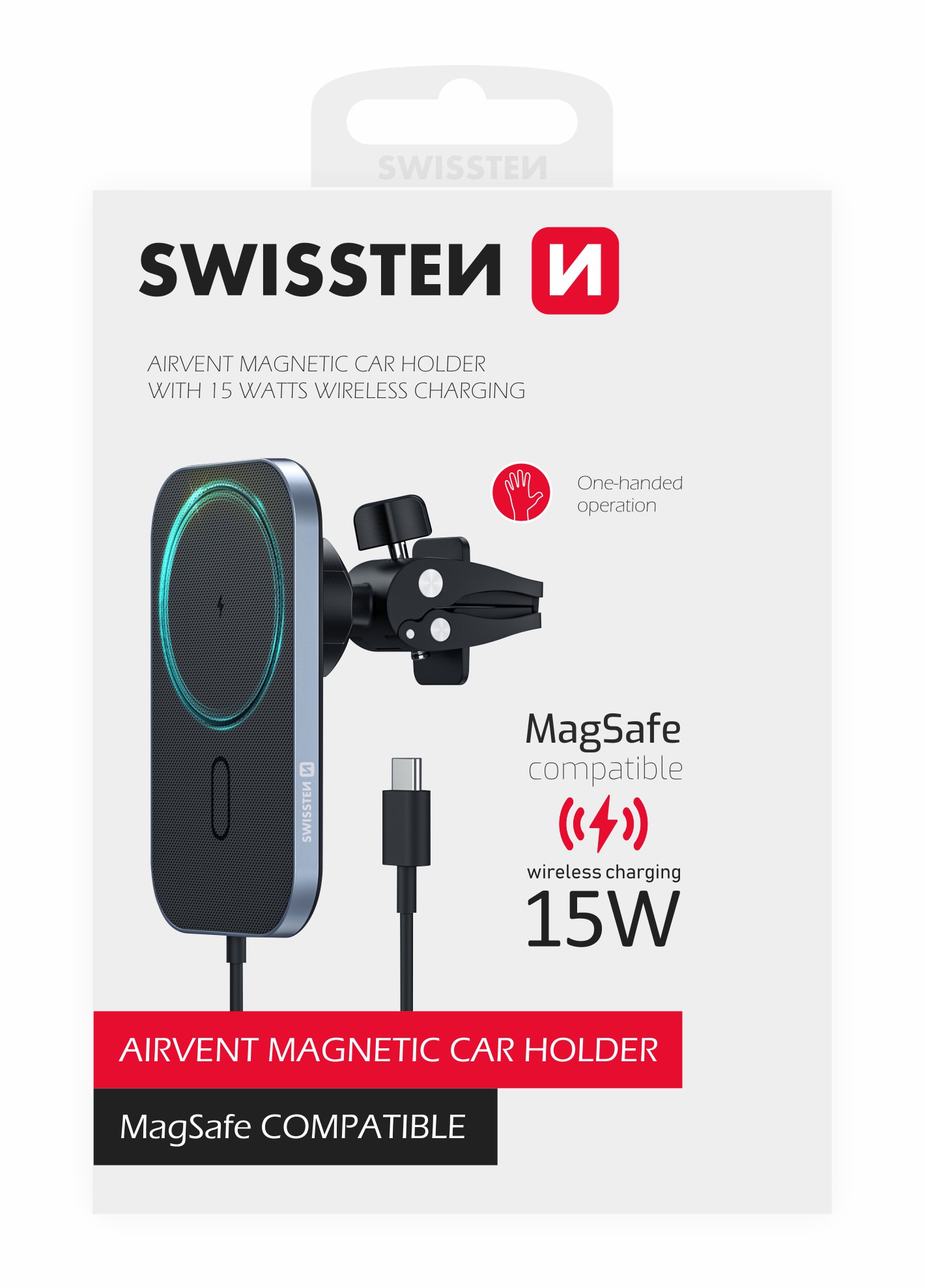 Suport telefon magnetic ventilatia masinii Swissten cu incarcare wireless 15W (compatibil cu Magsafe) thumb