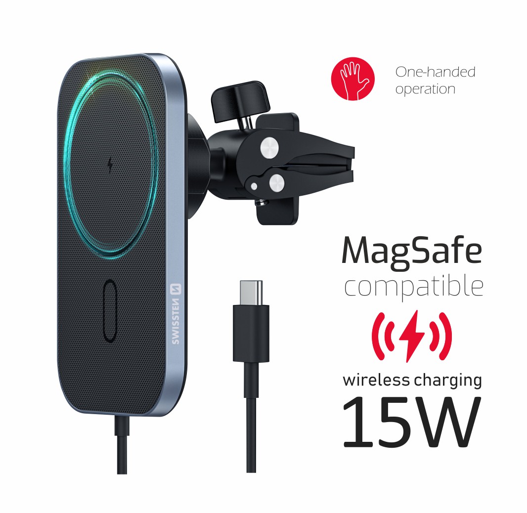Suport telefon magnetic ventilatia masinii Swissten cu incarcare wireless 15W (compatibil cu Magsafe) thumb