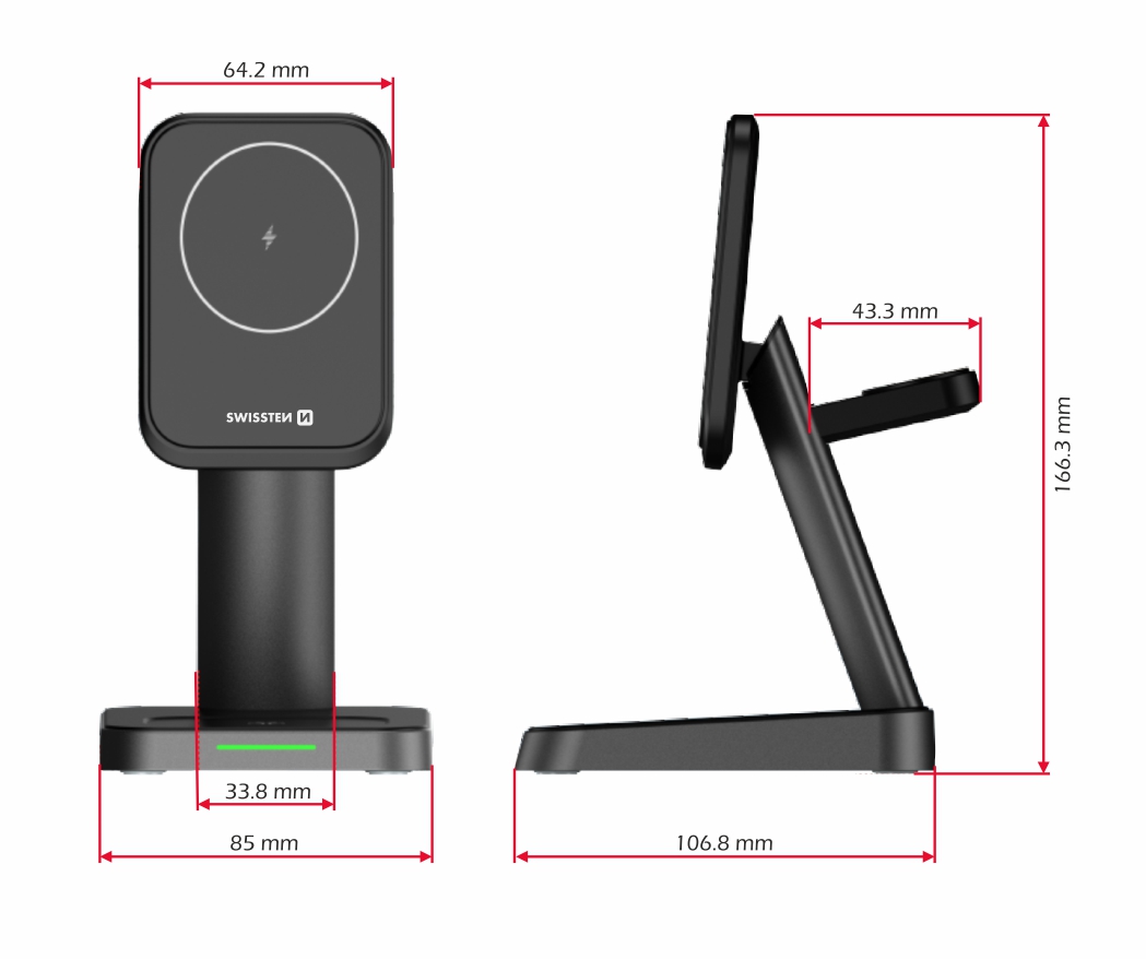 Swissten Magstick Wireless Stand 3in1 22,5 W elegant (compatibil cu Magsafe) thumb