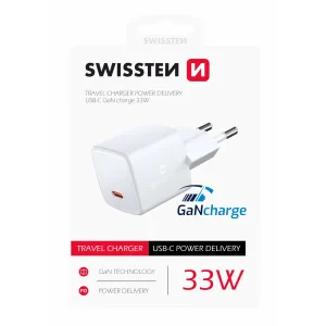 Adaptor Swissten Mini Travel Gan USB-C 33W Power delivery