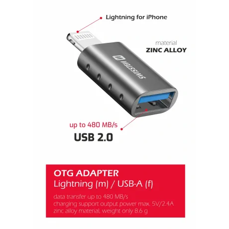 Swissten OTG Adapter Lightning (M)/USB-A (F)