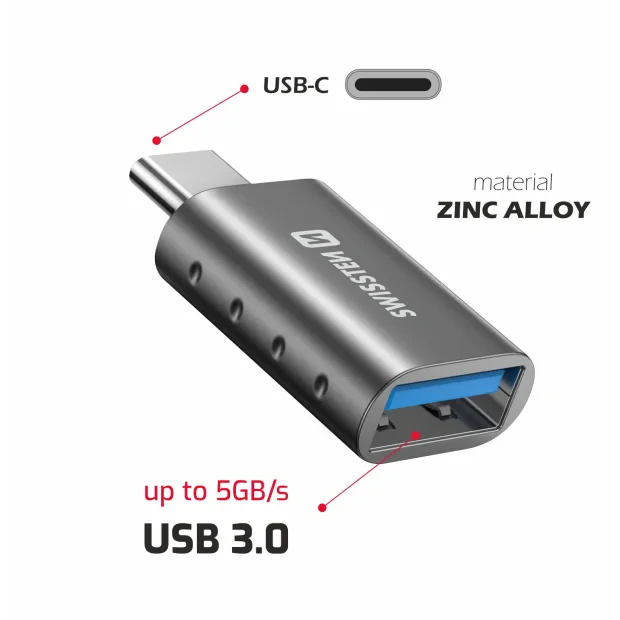 Swissten OTG Adapter USB-C (M)/USB-A (F)