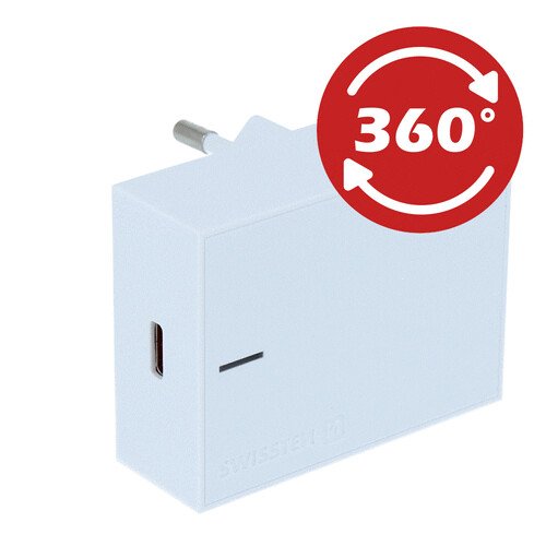 Adaptor Swissten Travel Super Charging 25W + Cablu de date USB-C/USB-C 1,2 m Alb thumb