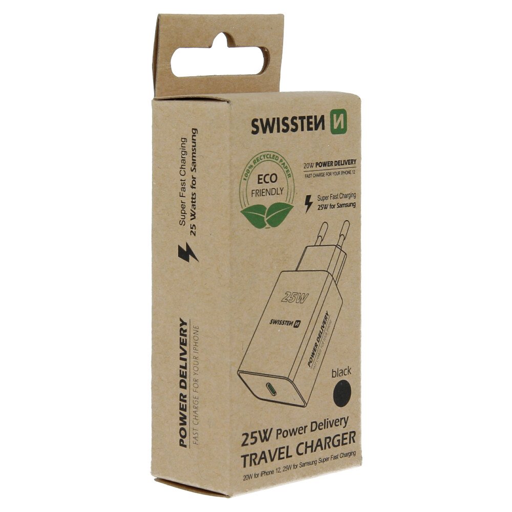 Swissten Travel Adapter PD 25W PRO iPhone si Samsung Negru (pachet eco) thumb
