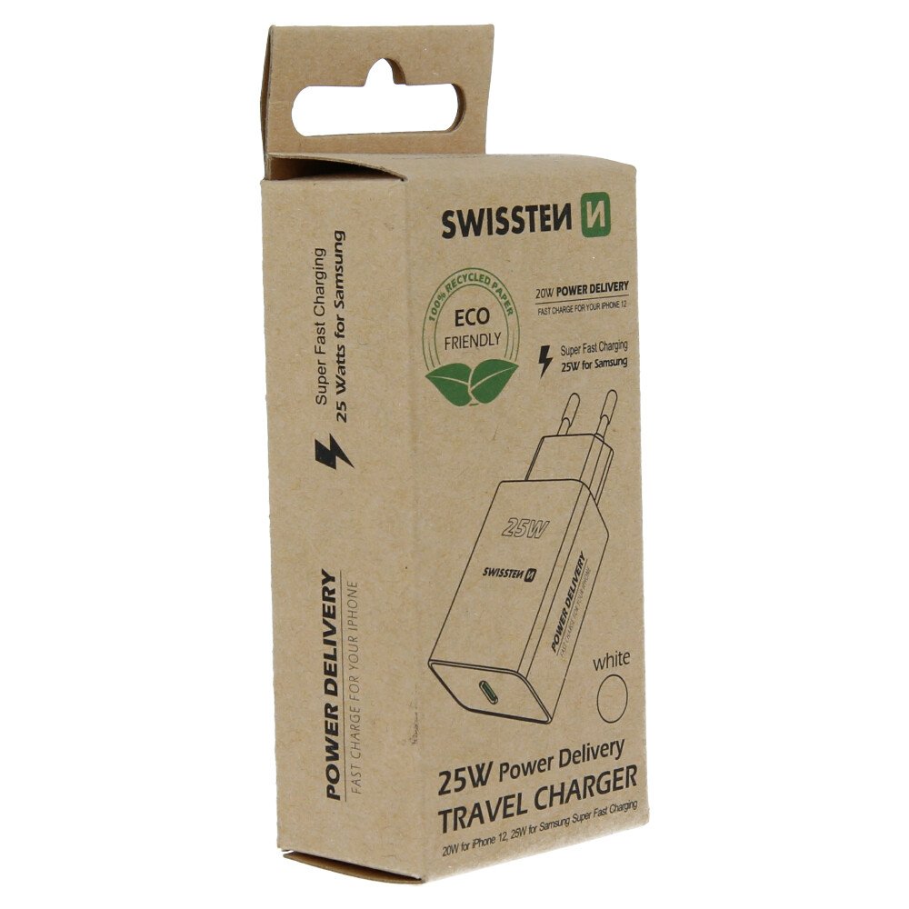 Swissten Travel Adapter PD 25W PRO iPhone si Samsung Alb (pachet eco) thumb