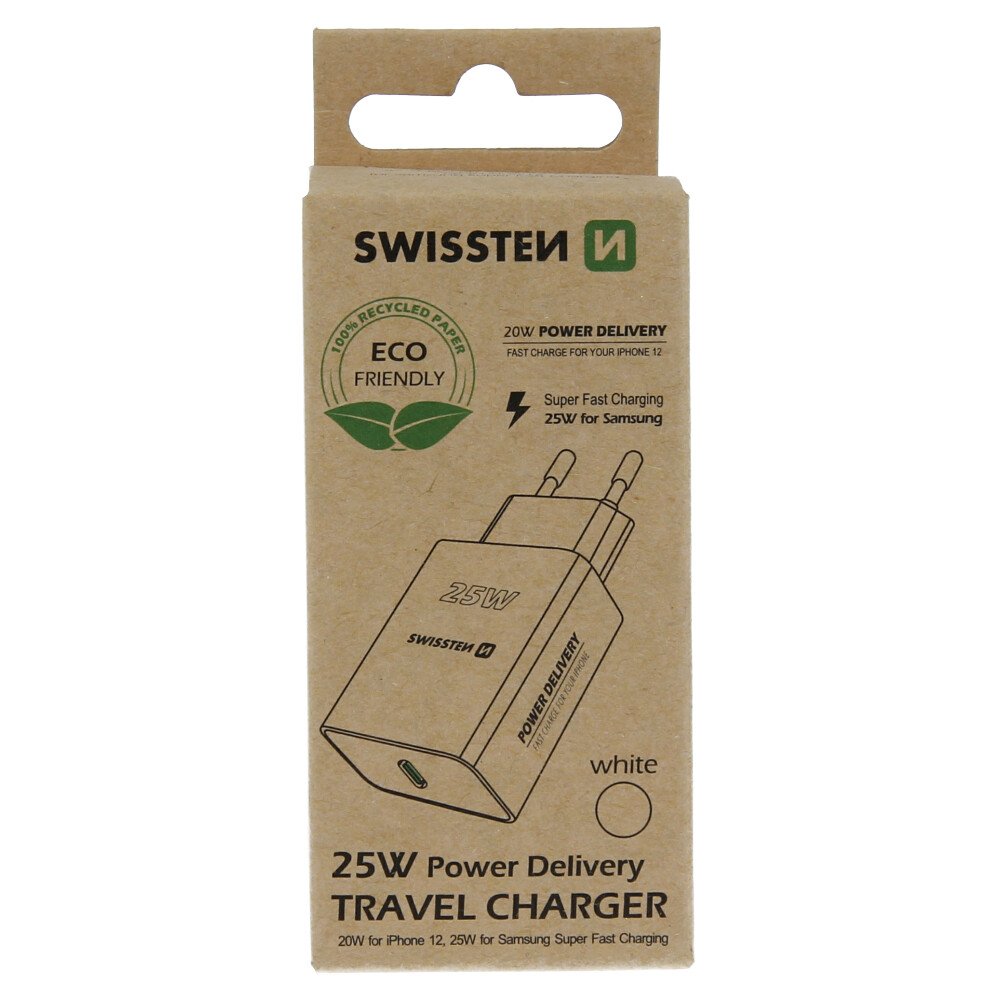Swissten Travel Adapter PD 25W PRO iPhone si Samsung Alb (pachet eco) thumb