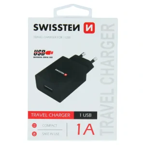 Swissten Travel Adapter Smart IC 1X USB 1A Power Negru