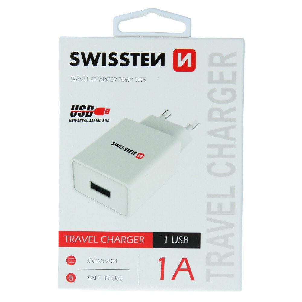 Swissten Travel Adapter Smart IC 1X USB 1A Power Alb thumb