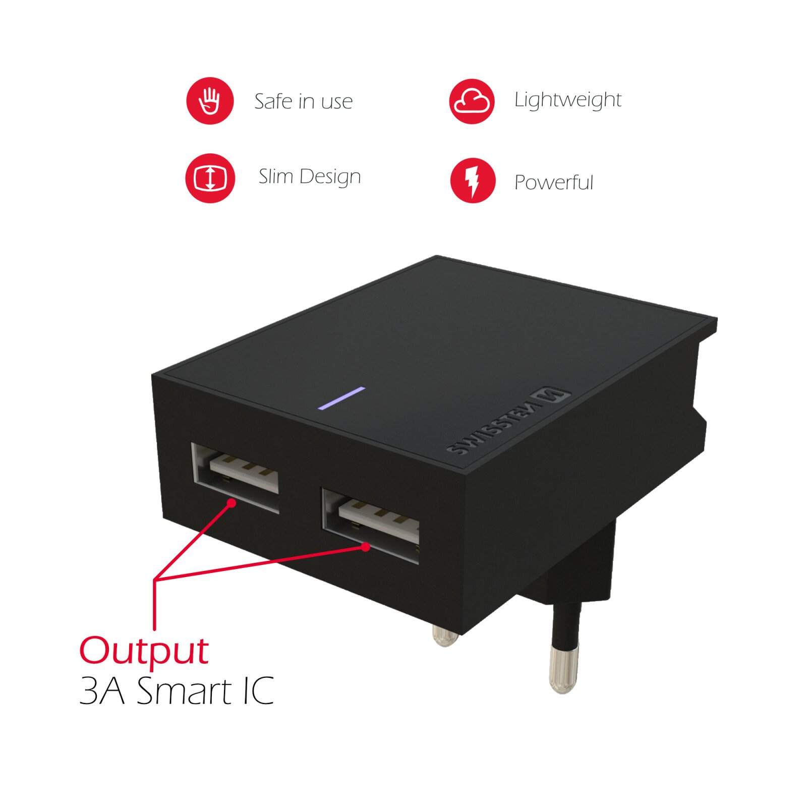 Swissten Travel Adapter Smart IC 2x USB 3A Power + Cablu de date USB / Lightning MFI 1,2 M Negru thumb