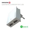 Swissten Travel Adapter Smart IC 2x USB 3A Power + Cablu de date USB / Lightning MFI 1,2 M Alb