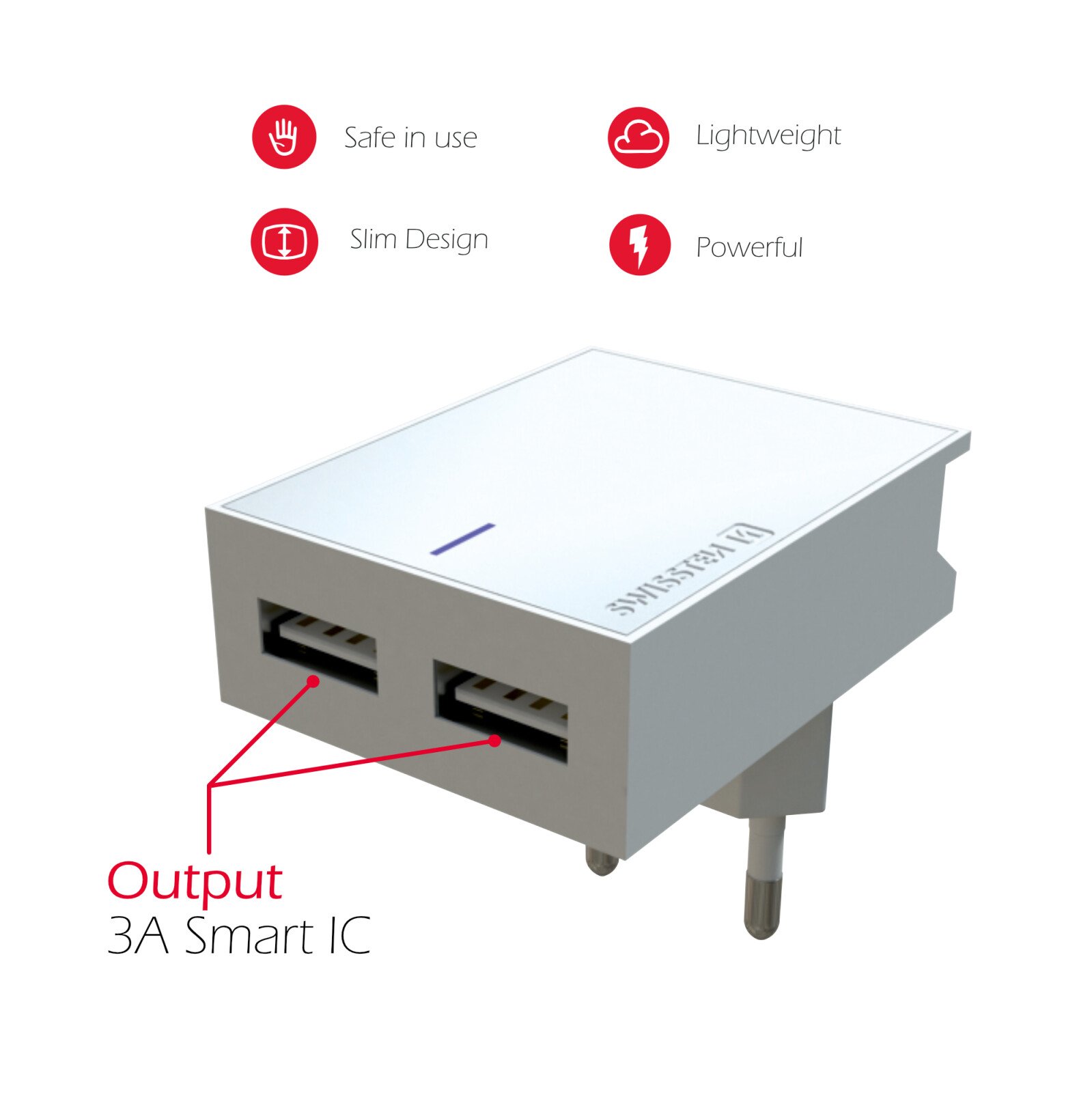 Swissten Travel Adapter Smart IC 2x USB 3A Power + Cablu de date USB / Lightning MFI 1,2 M Alb thumb