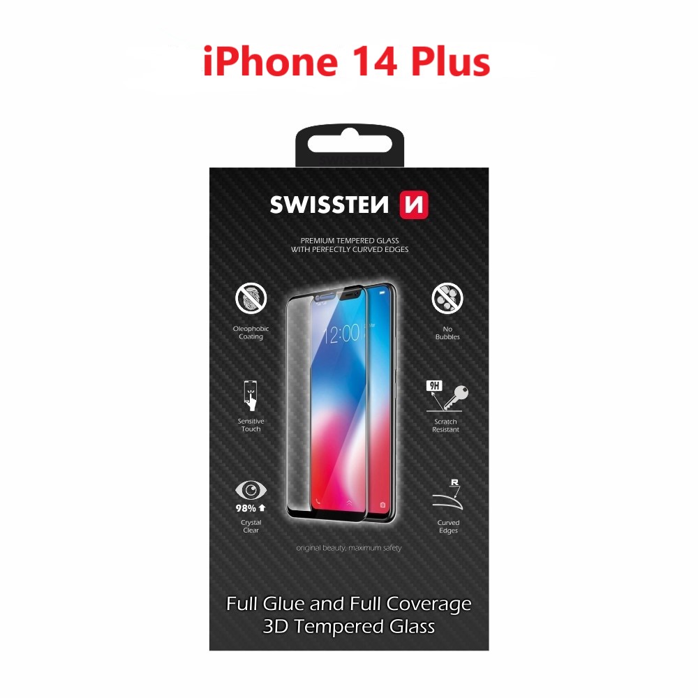 Swissten Glass Ultra Durabil 3D Full Glue Glass Apple iPhone 14 Plus Negru thumb